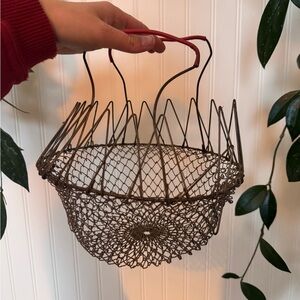 Vintage Wire Egg Basket with Red Handle